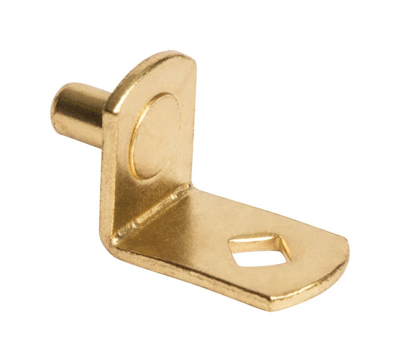 Brass-Colored Steel Shelf Support Bracket for Wood Shelves