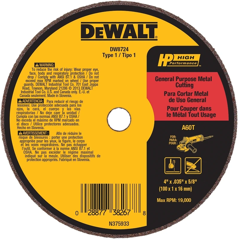 Hp Type 1 4 In. X 0.035 In. X 5/8 In. Metal/stainless Cut-off Wheel