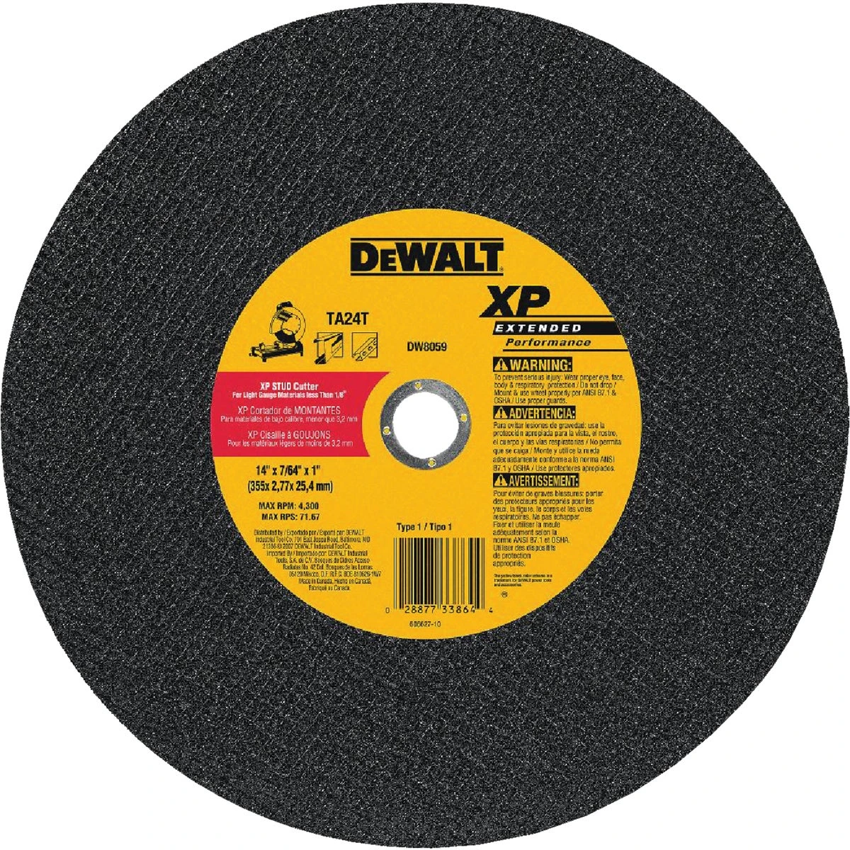 Chop Saw Blade 1 Inch by 7/64 Inch by 14 Inch