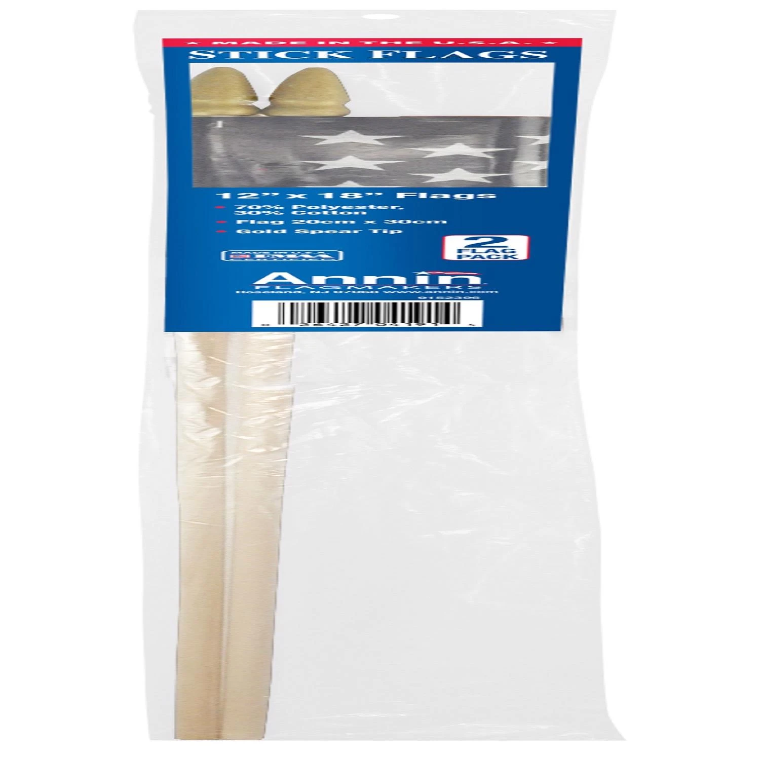 2PK 12X18 POLY US FLAG