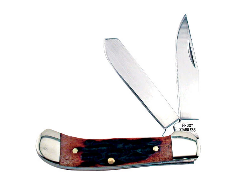 Baby Saddlehorn Pocket Knife with Chestnut Handle and Two Blades