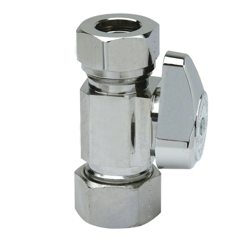 Chrome Finish Straight Stop Valve with 5/8 Inch by 7/16 Inch Compression Connections