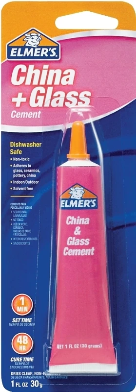Glass & China Cement, 1-ounce - Non-toxic, Dishwasher Safe Adhesive