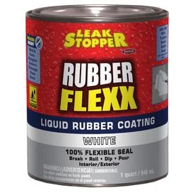 Rubber Flexx Leak Stopper Liquid Coating, White, 1 Quart - Waterproof Sealant