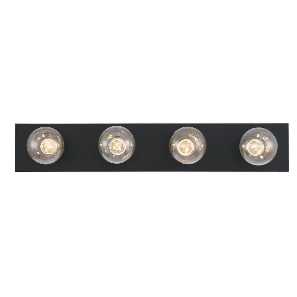 4-light Bathroom Fixture, Matte Black, 24 Inches - Modern Vanity Light Bar