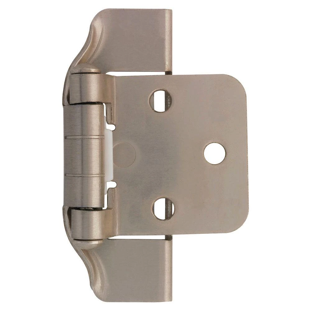 Semi-Wrap Overlay Cabinet Hinge in Satin Nickel Finish, 0.5-Inch Overlay