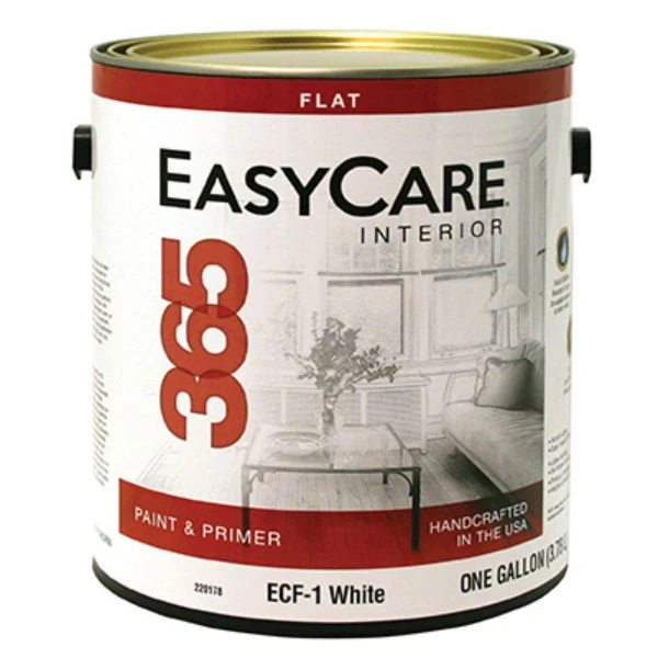 Ready To Use Interior Flat Latex Paint and Primer, White, One Gallon