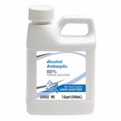 Liquid Hand Sanitizer, 80% Ethanol, Quart - Non-sterile Solution