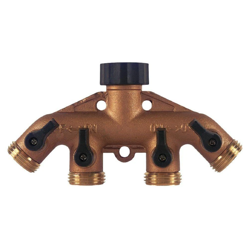 4-Way Metal Hose Shut Off Valve for Garden Hose Connections