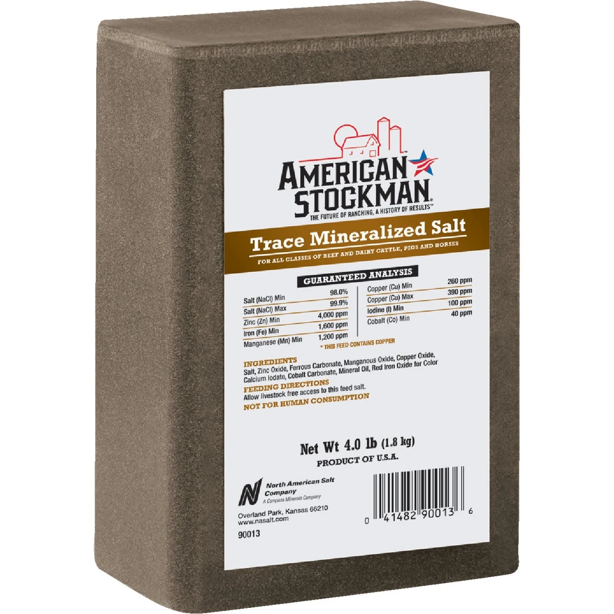 4 Lb. Trace Mineral Salt Block For Livestock Health