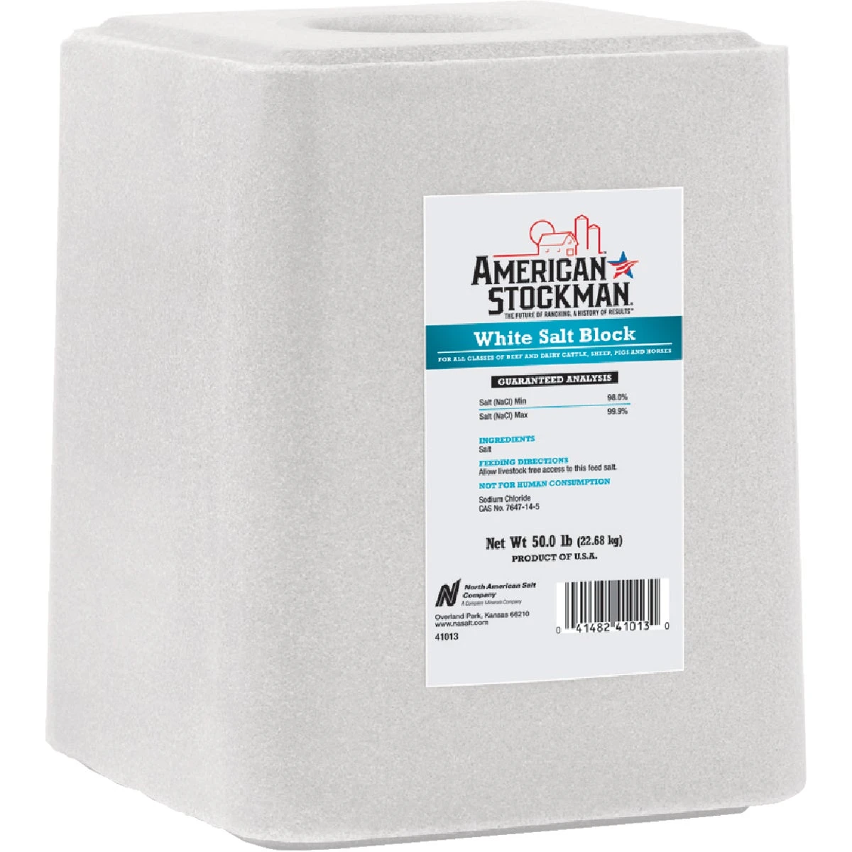 50 Lb. Plain White Salt Block For Livestock And Poultry