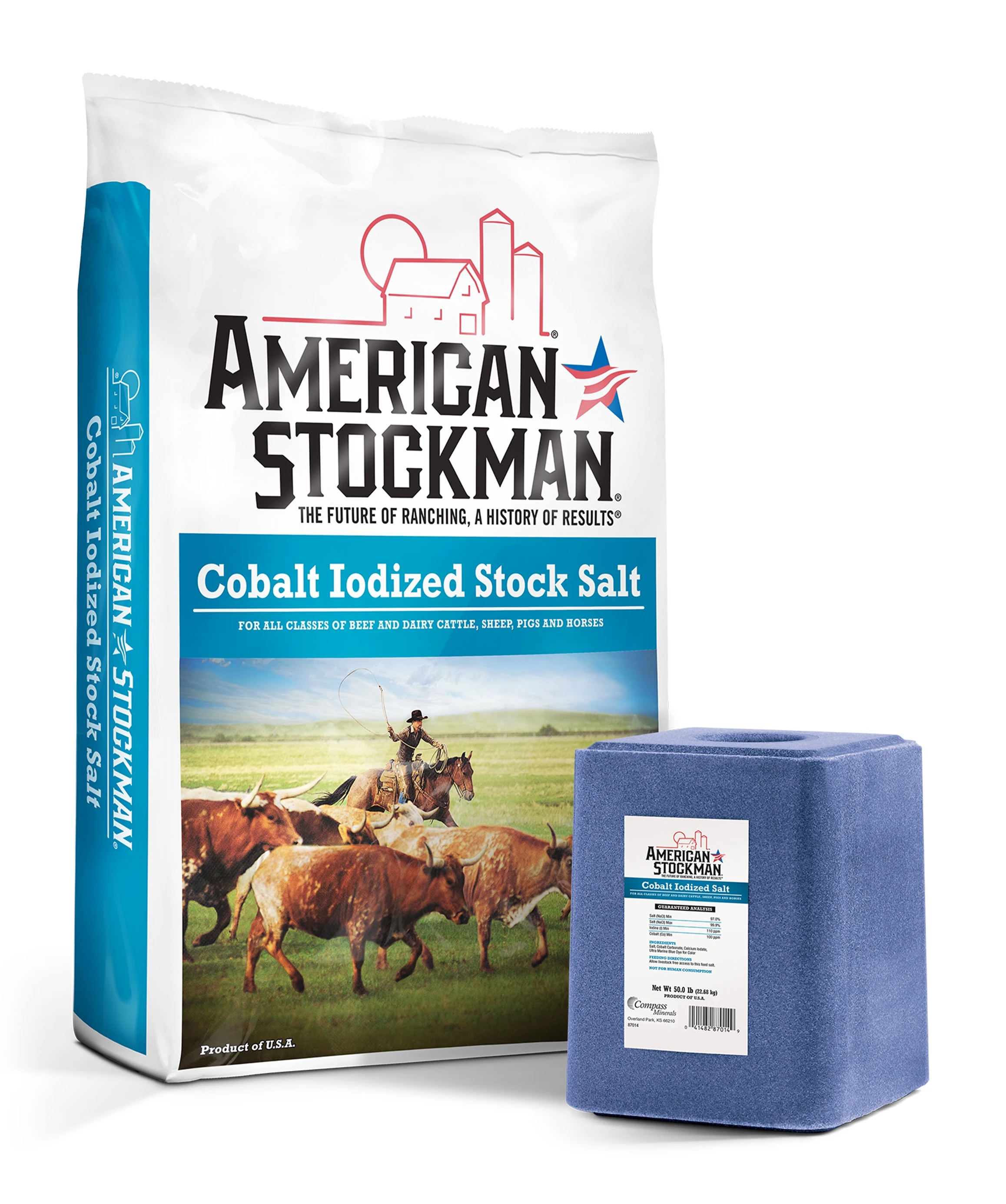 Cobalt Iodized Salt Block for Livestock, 50 Pounds