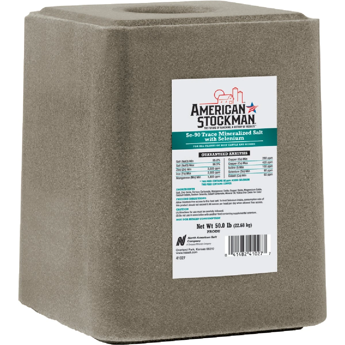 50 Lb. Selenium 90 Trace Mineralized Salt Block For Cattle And Horses
