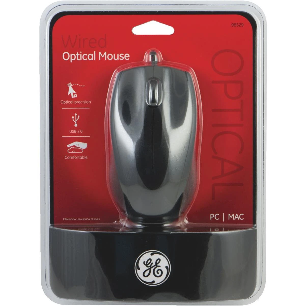 Ge Optical Scroll Mouse - Wired Usb 2.0 Ergonomic Design For Precision Control