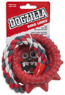 Dino Links Medium Dog Toy - Durable Rope And Rubber For Interactive Play
