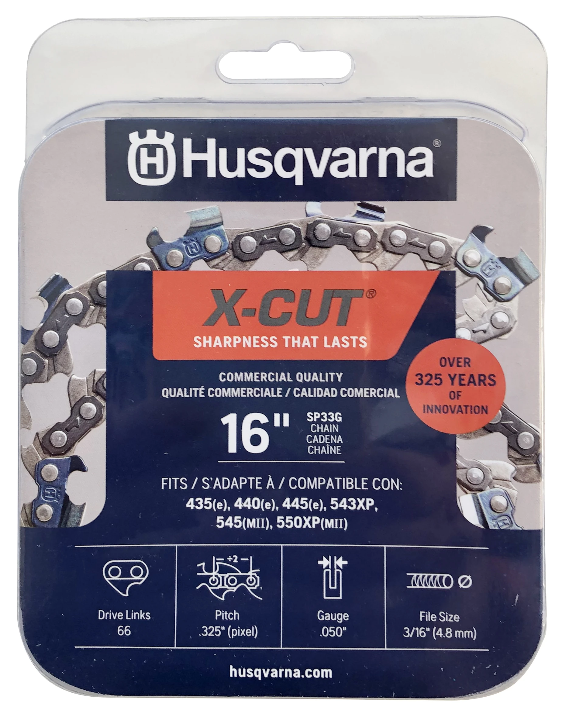 X-cut Sp33g Chainsaw Chain, 16 In., .325 Pitch, .050 Gauge, Semi-chisel