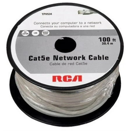 100-foot Gray Cat5e Networking Cable With Built-in Slider For Rj11/rj45
