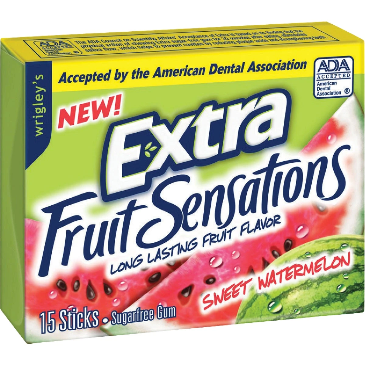 Extra Fruit Sensations Sweet Watermelon Gum, 15 Sticks - Refreshing Flavor