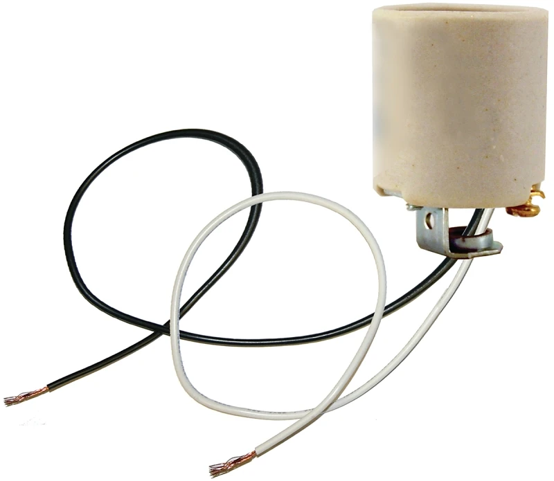 Porcelain Medium Base Lamp Socket With Leads, 250v, 660w, White