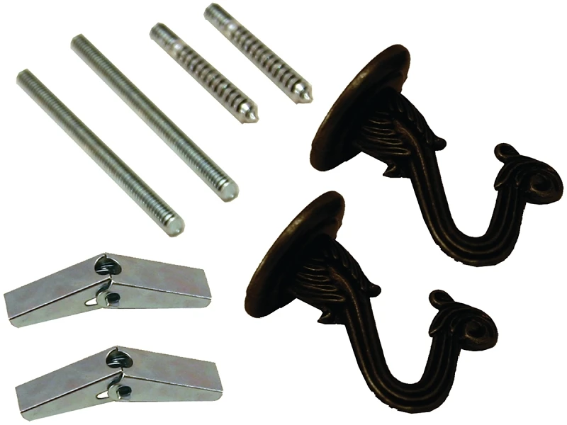 Black Swag Lamp Hooks - 2 Piece Set With Hardware For Easy Installation