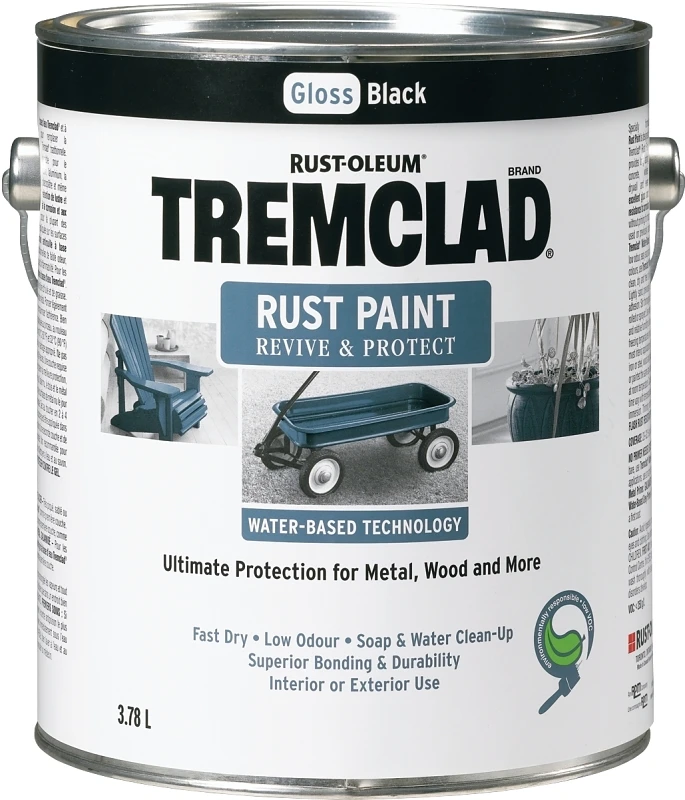 Tremclad Water-based Gloss Black Paint 3.78 Liters - Model 26026wb155