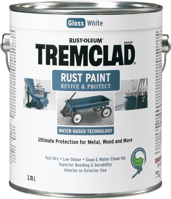 Tremclad Water-based Gloss White Paint 3.78 Liters For Ultimate Rust Protection