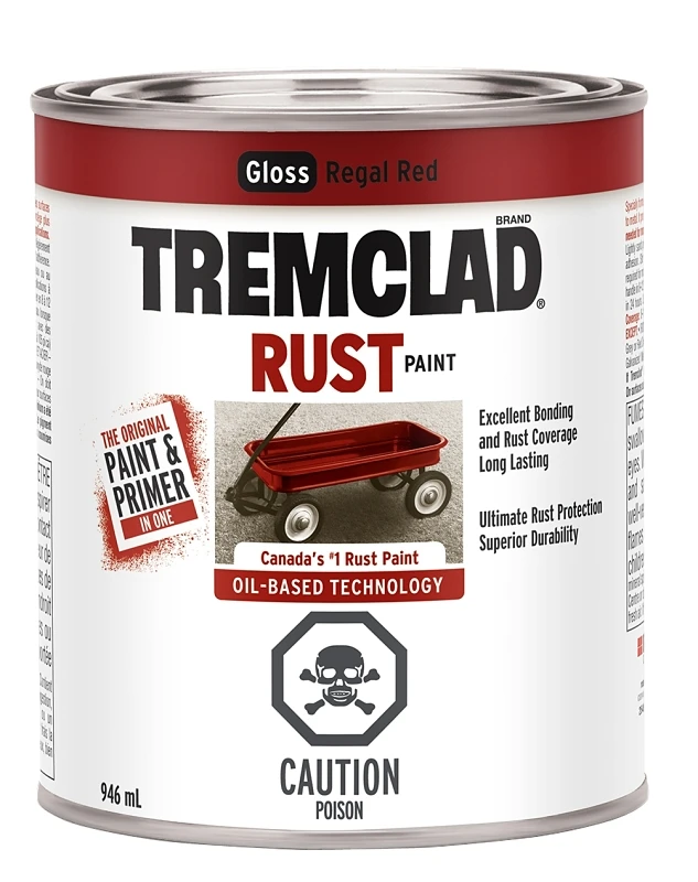 Tremclad Oil-based Rust Paint Regal Red 946 Milliliters For Metal Protection