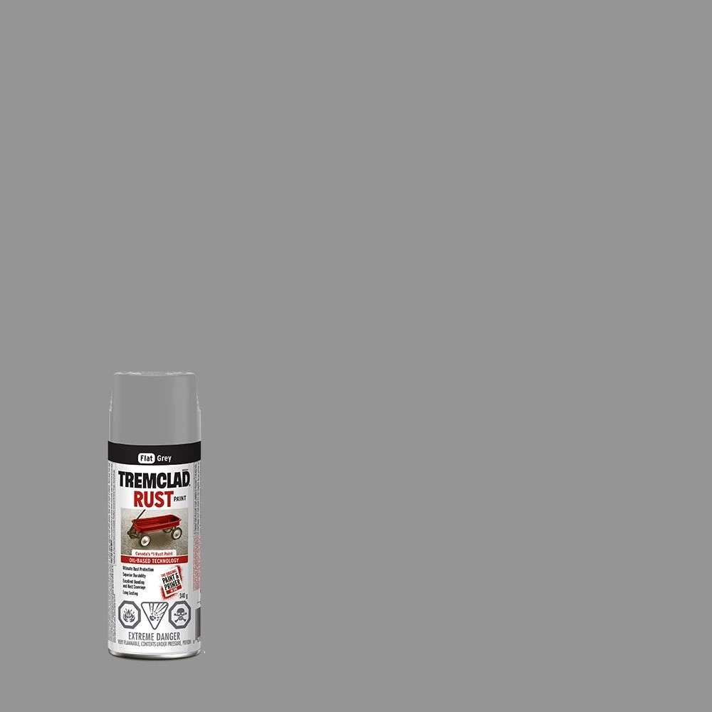 Tremclad Flat Grey Oil-based Rust Paint Spray 340g Model 27035b522