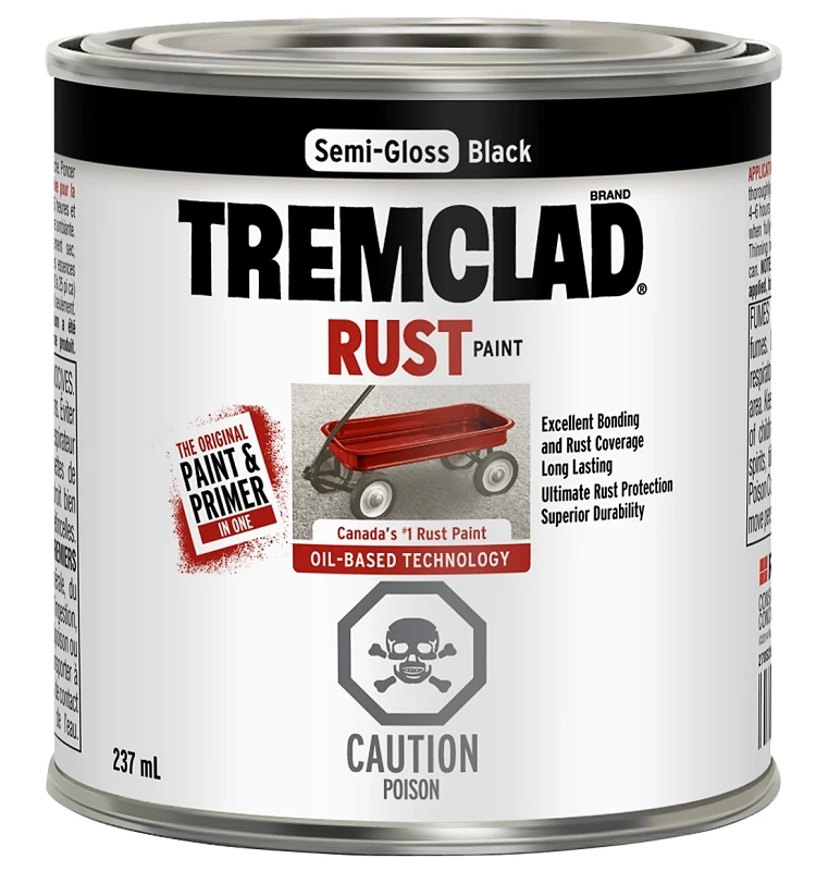 Tremclad Semi-gloss Black Rust Paint 237 Milliliters