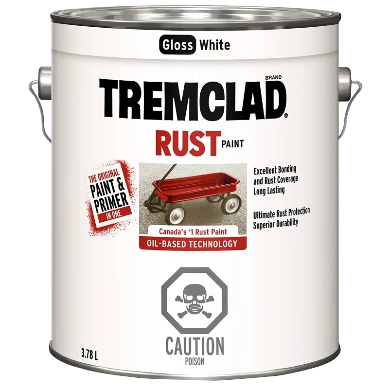 Tremclad Gloss White Oil-based Rust Paint 3.78 Liters