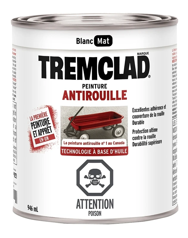 Tremclad Oil-based Rust Paint - Flat White 946 Milliliters