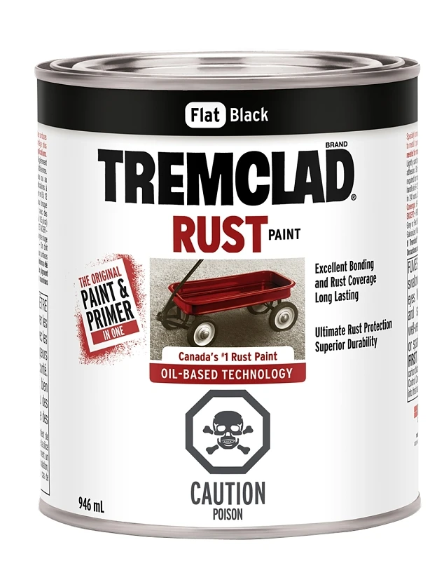 Tremclad Oil-based Flat Black Rust Paint 946ml For Interior And Exterior Use