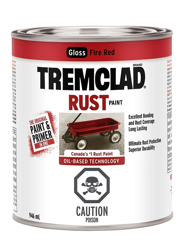 Tremclad Fire Red Rust Paint - 946 Milliliters For Interior And Exterior Use