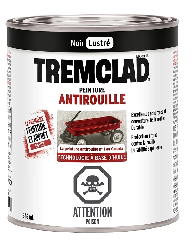 Tremclad Oil-based Rust Paint - Black 946ml For Interior And Exterior Use