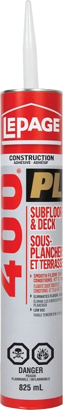 Pl 400 Subfloor & Deck Adhesive 825ml - Heavy-duty Interior/exterior Adhesive