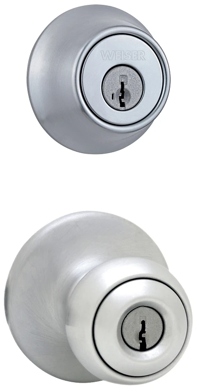 Yukon Single Cylinder Deadbolt With Exterior Locking Knob - Satin Chrome Finish