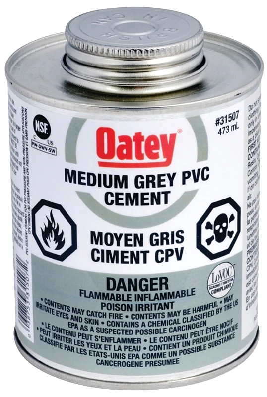 473 Ml Pvc Cement - Gray, High Viscosity, Fast Curing For Pvc Applications