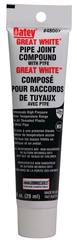 1 Ounce Oatey Great White Pipe Joint Compound With PTFE For Threaded Joints