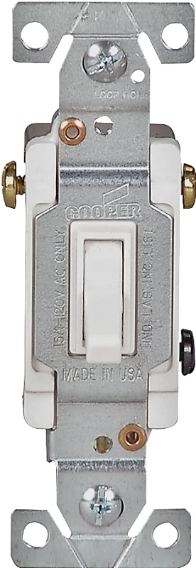 15-amp 3-way White Toggle Light Switch, Model 1303-7w-10-l