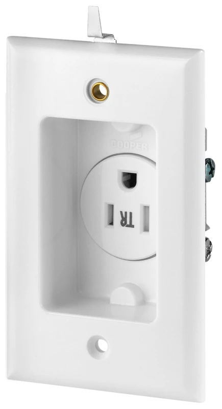 15 Amp 125-volt Tamper-resistant Recessed Receptacle With Clock Hanger, White