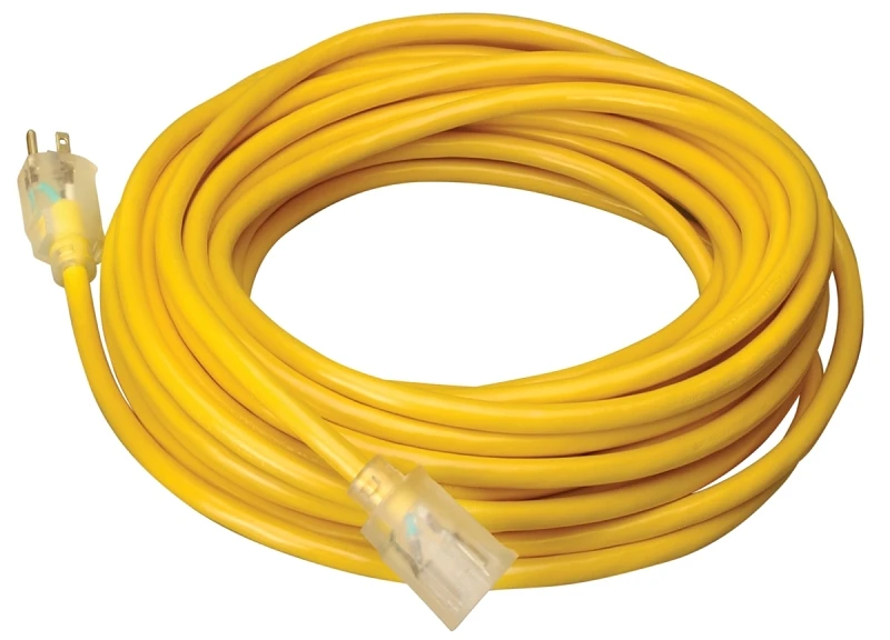 25 Feet 12/3 Sjtw Heavy-duty Outdoor Extension Cord With Lighted Power Plug