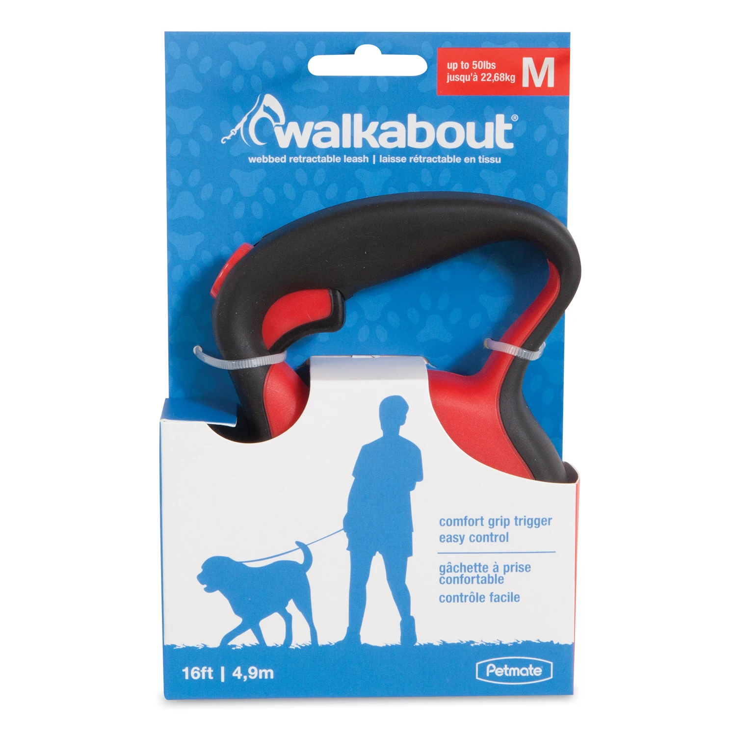 Walkabout Medium Red Plastic Retractable Dog Leash Model 02399