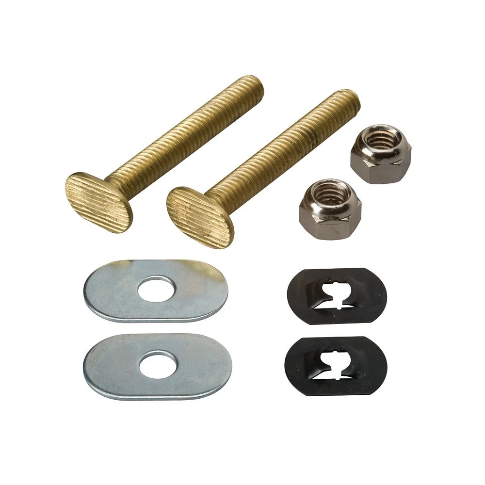 M-line Toilet Floor Bolt Set - Solid Brass, 5/16 X 2-1/4 In, Includes Nuts & Washers