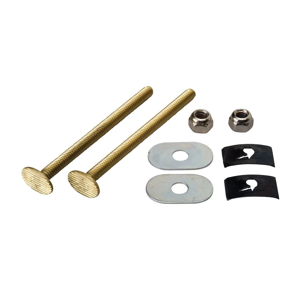 Extra Long Toilet Floor Bolt Set - Solid Brass With Chrome-plated Nuts And Washers