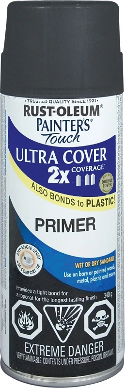 2x Flat Black Primer Spray Paint, 12 Ounce Can