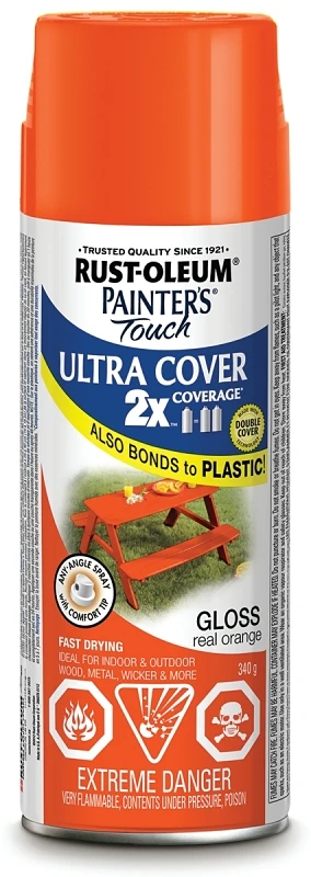 253714 2x Gloss Real Orange Aerosol Spray Paint For Interior And Exterior Use