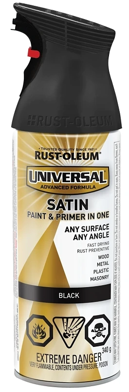Universal Satin Black Spray Paint 340g - Low-sheen Finish For Versatile Applications