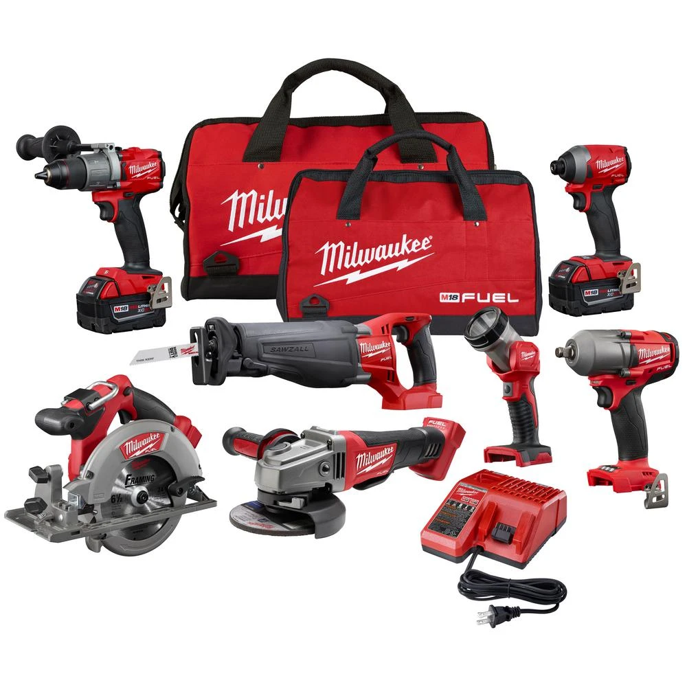 M18 Fuel 18-volt Lithium-ion Brushless Cordless 7-tool Combo Kit With Batteries