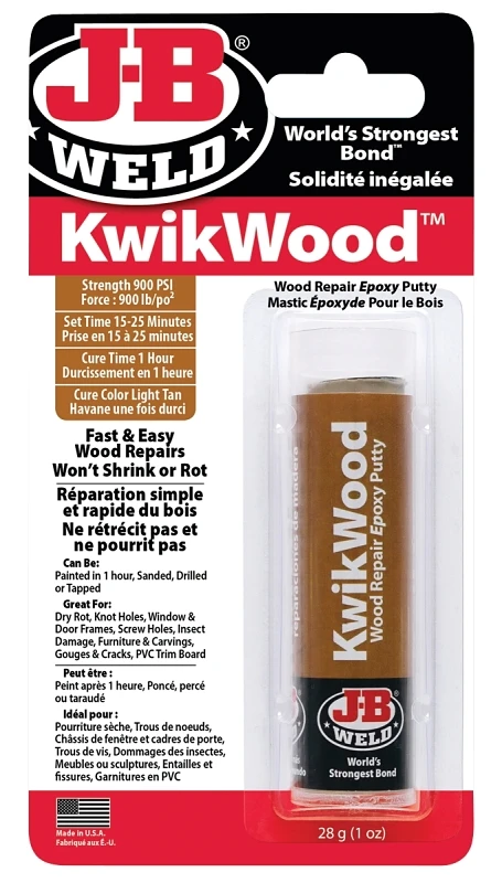 1 Oz Kwikwood Epoxy Mastic For Wood Repair - Light Tan Color