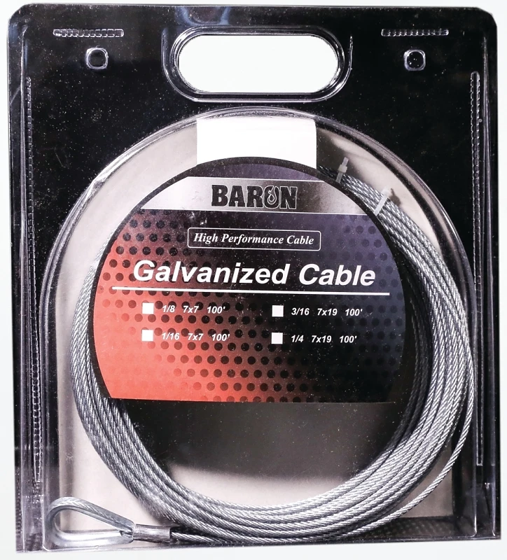Galvanized Steel 1/8 In. Diameter X 50 Ft. Length Aircraft Cable